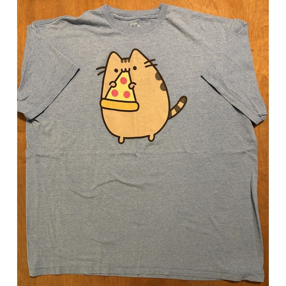 Pusheen Cat Eating Pizza Unisex Size XL T-shirt